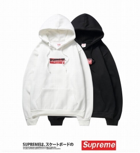 supreme 2 colors white black velvet hoodie sign box logo